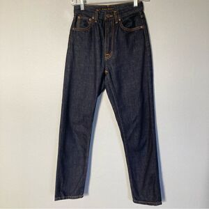 Nudie Jeans Breezy Britt Rinsed Dark Wash 100%‎ Cotton High Rise Slim Taper 24